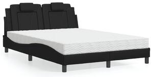 Krevet Viana s madracem crni 140 x 190 cm od umjetne kože - Crna / 140 x 190 cm