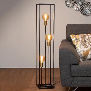 Lucide Podna lampa Ruben, crna, tri žarulje, Crno, Dnevni boravak/blagovaonica, Metal