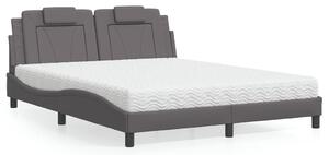Krevet Viana s madracem sivi 160 x 200 cm od umjetne kože - Siva / 160 x 200 cm