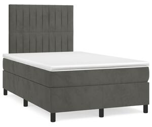 Krevet box spring s madracem LED tamnosivi 120 x 190 cm baršun - Siva / 120 x 190 cm