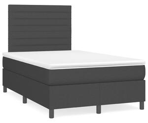 Krevet box spring s madracem LED crni 120 x 190 cm od tkanine - Crna / 120 x 190 cm