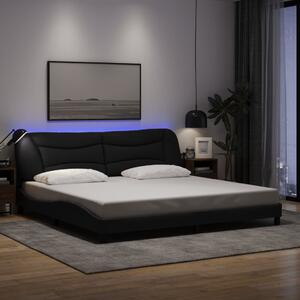 Okvir kreveta s LED-om bez madraca Hvar crni 200x200 cm od tkanine - Crna / 200 x 200 cm