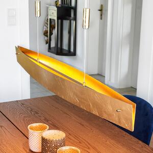 Quitani LED viseća svjetiljka Malu, zlatna, dužina 100 cm, prigušiva, Zlato / mjed, Dnevni boravak/blagovaonica, Metal, Objesite s više svjetala