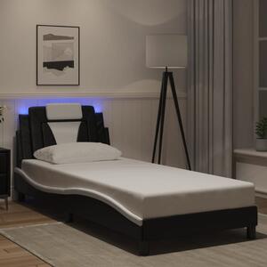 Okvir kreveta Viana s LED-om bez madraca crno-bijeli 80x200cm - Crna / 80 x 200 cm