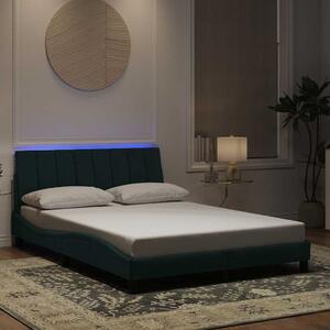 Okvir kreveta s LED-om bez madraca Hanko tamnozeleni 140x190 cm baršunasti - Zelena / 140 x 190 cm