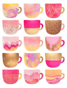 Ilustracija Pretty Pink Coffee Cups, Elisabeth Fredriksson