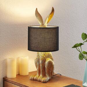 Lindby stolna lampa Lorentina, visina 57 cm, zec, zlatna, tekstil