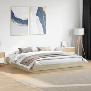 Okvir kreveta s LED svjetlima boja hrasta sonome 200 x 200 cm - Smeđa / 200 x 200 cm
