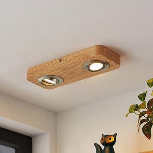 Lindby LED stropna svjetiljka Mikari, 30 cm, drvo, okretna