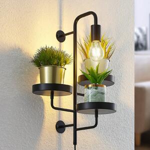 Lindby zidna lampa Hanjo, visina 50 cm, crna, metal, prigušiva, Crno, Dnevni boravak/blagovaonica, Metal