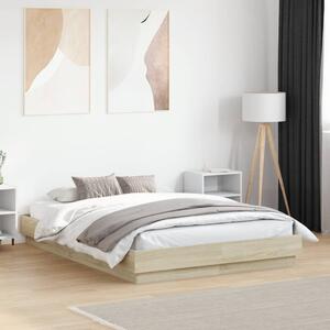 Okvir kreveta s LED svjetlima boja hrasta sonome 120 x 190 cm - Smeđa / 120 x 190 cm