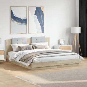 Okvir kreveta s uzglavljem LED boja hrasta sonome 180 x 200 cm - Smeđa / 180 x 200 cm