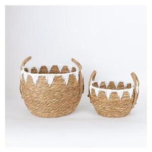 SET 2x Slamnata košara bež/bijela 32x16,5x18/24x23,5x26 cm