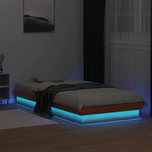 LED okvir kreveta voštano smeđi 100 x 200cm od masivne borovine - Smeđa / 100 x 200 cm