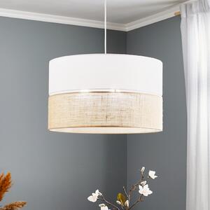 TK Lighting Viseća lampa Linobianco s jutom, prigušiva, Bijela, Dnevni boravak/blagovaonica, Tkanina / tekstil