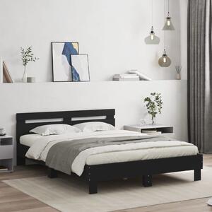 Okvir kreveta s uzglavljem i LED svjetlima crni 140 x 190 cm - Crna / 140 x 190 cm