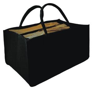 Filcana košara za drva s ručkama 27x50 cm crna