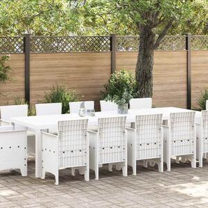 Vrtni set za objed s jastukom 13 pcs Bijelo Poli ratan i Pamuk - Bijela / 300 x 100 x 73 cm