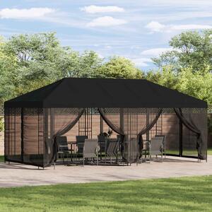 Paviljon s bočnim stranama 6 x 3 m Crna Poliester i čelik 190 - Crna / 6 x 3 m