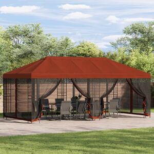 Paviljon s bočnim stranama 6 x 3 m Terakota Poliester i čelik - Terakota / 6 x 3 m