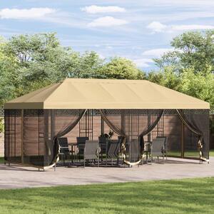 Paviljon s bočnim stranama 6 x 3 m Krem Poliester i čelik 190 - Krem / 6 x 3 m
