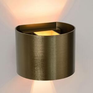 Lucide LED zidna svjetiljka Xio, okrugla, starinski mesing, prigušiva, Bronca / stari mesing, Područje hodnika, Metal