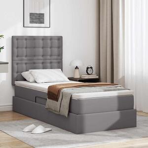 Krevet s od storage s madracem Siva 90 x 200 cm Lažna koža - Siva / 90 x 200 cm