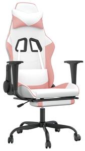 VidaXL Igraća stolica s osloncem za noge bijelo-ružičasta umjetna koža