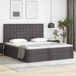 Krevet s od storage s madracem Siva 160 x 200 cm Lažna koža - Siva / 160 x 200 cm