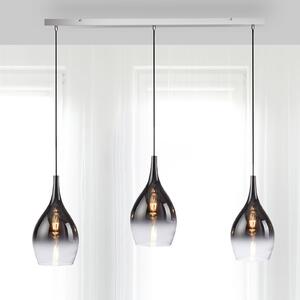 Paul Neuhaus Pilua viseća lampa, dim, staklo, 100 cm, 3 žarulje., prigušiva, Sivo, Dnevni boravak/blagovaonica, Staklo
