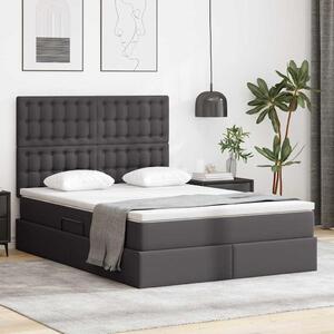 Krevet s od storage s madracem Siva 140 x 190 cm Lažna koža - Siva / 140 x 190 cm