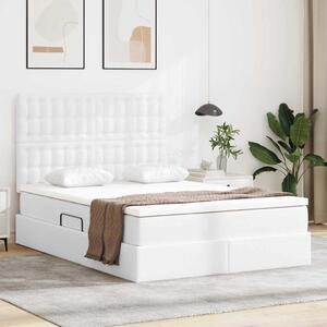 Krevet s od storage Čista bijela 140 x 200 cm Lažna koža - Bijela / 140 x 200 cm