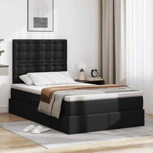 Krevet s od storage s madracem Crna 120 x 200 cm Lažna koža - Crna / 120 x 200 cm