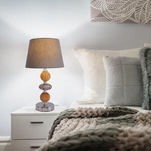 Stolna lampa Araga, siva/krom/boja drveta