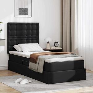 Krevet s od storage s madracem Crna 90 x 190 cm Lažna koža - Crna / 90 x 190 cm