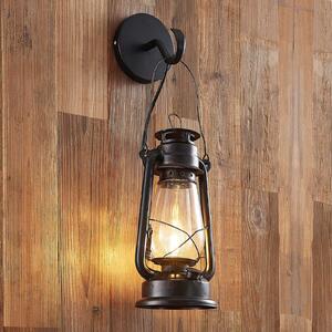 Lindby zidna lampa Raisa, rđasta boja, metal, lampion, E14, prigušiva, Smeđa / hrđa, Područje hodnika, Metal, fenjer