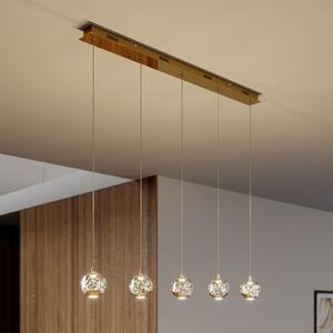 Lucande LED visilica Hayley, 96 cm, 5 žarulja, zlato, staklo