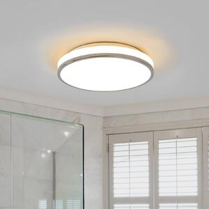 Lindby LED stropna svjetiljka Lyss, Ø 34 cm, kromirana, IP44, Bijela, kupaonica, Staklo
