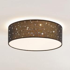 Lindby LED stropna lampa Ellamina, 40 cm, crna, tekstil