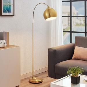 Lindby lučna podna lampa Moisia, boja mesinga, metal, 148 cm