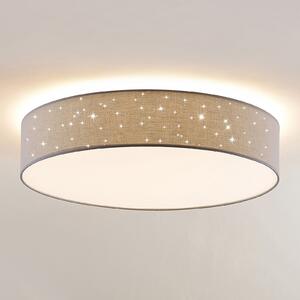 Lindby LED stropna lampa Ellamina, 60 cm, svijetlo siva, tekstil