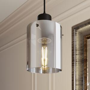 Lindby viseća lampa Kourtney, Ø 15 cm, crno/siva, staklo, E27, prigušiva, Crno, Dnevni boravak/blagovaonica, Staklo