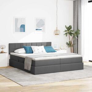 Krevet s od storage Tamno siva 200 x 200 cm Lažna koža - Siva / 200 x 200 cm