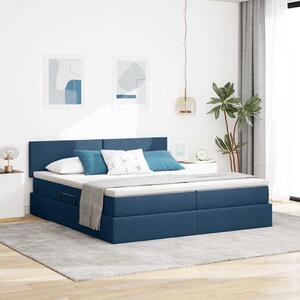 Krevet s od storage s madracem Plava 100 x 200 cm Lažna koža - Plava / 100 x 200 cm