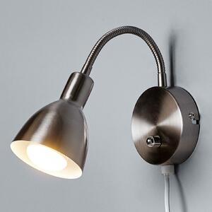 Lindby zidna lampa Amrei, boja nikla, 42cm, utikač, prigušivanje, prigušiva, Metalik, Dnevni boravak/blagovaonica, Metal