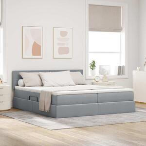 Krevet s od storage Svijetlo siva 180 x 200 cm Lažna koža - Siva / 180 x 200 cm