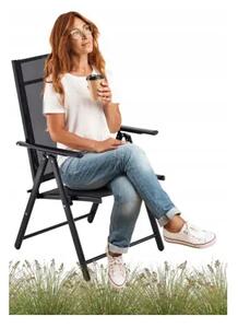 Garden line sklopiva vrtna stolica čelična crna 66x53x107 cm – lagana i izdržljiva