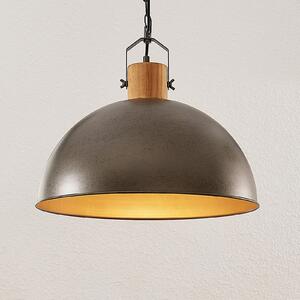 Lindby Holgar viseća svjetiljka, zelena, drvo, metal, Ø 45 cm, E27, prigušiva, Zelena, Dnevni boravak/blagovaonica, Metal