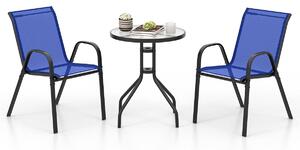 3-dijelni set balkonskog namještaja, bistro stol s 2 složive stolice, bistro set, balkonski set, vrtni set, plava