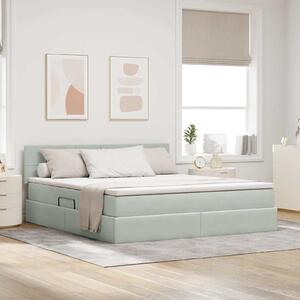 Krevet s od storage Svijetlo siva 160 x 200 cm Baršun - Siva / 160 x 200 cm